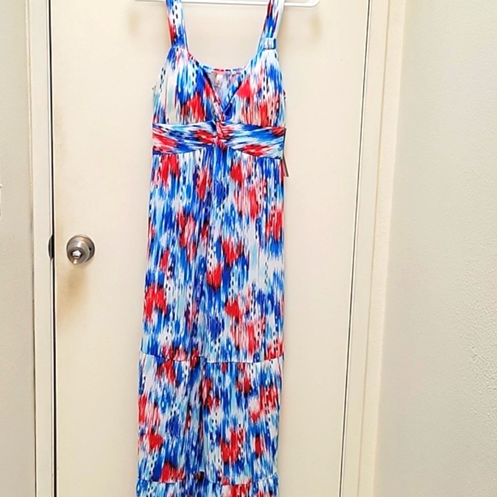 NWT 1775 Blue/Red Maxi Dress, sz L